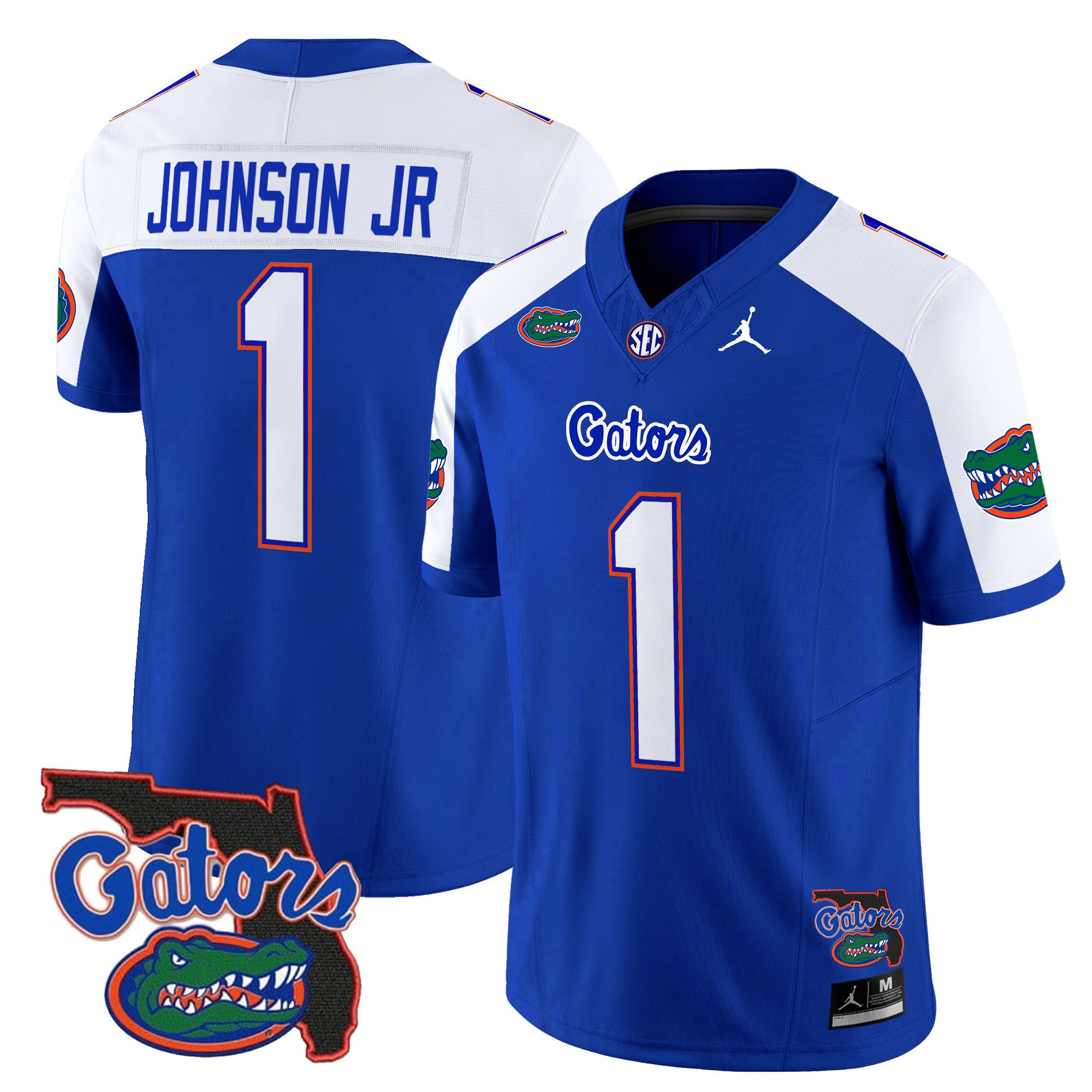 Men Florida Gators #1 Johnson jr Blue 2024 Florida Patch Vapor Limited NCAA Jersey->ncaa teams->NCAA Jersey